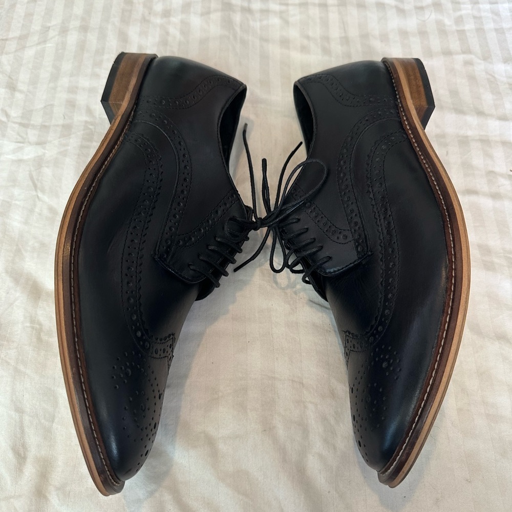 BRAND NEW Studio Ink Carthage Black Leather Wingtip Oxfords Shoes Men's Sz 10 M - Picture 3 of 4